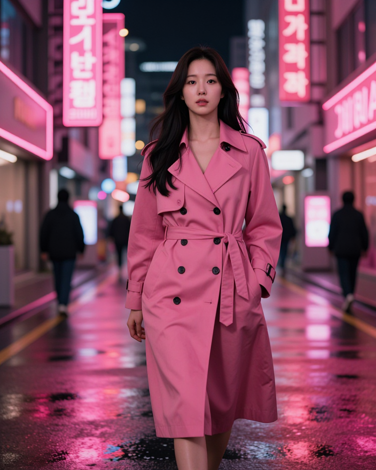핑크빛 네온 거리