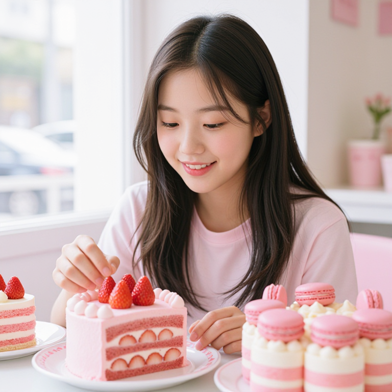 달콤한 핑크 디저트 타임
